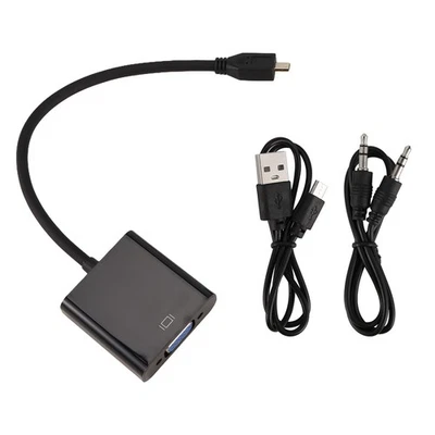 Micro- to VGA Adapter Cable 1080P Video Converter with Audio Jack USB 5470 - Bild 1 von 4