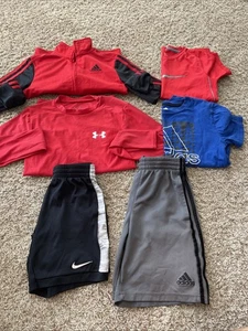 Lot of 7 Boys Under Armour Nike Adidas Youth Size Small Athletic Shorts Shirts - Picture 1 of 20