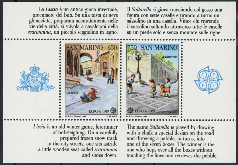 San Marino 1989: EUROPA - Buena hoja MNH muy fina - Valor de catálogo: 12 € Foto 1 de 1
