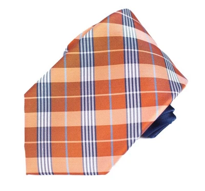 Tommy Hilfiger 格子领带铜锈条纹 100% 真丝领带 58 x 3.25 二手状况完好 — 第 1/4 张图片