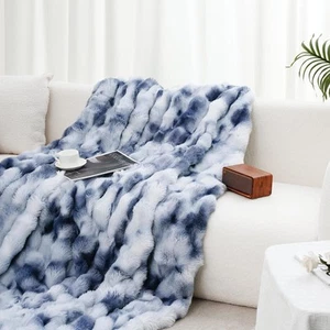 Luxury Soft Faux Fur Throw Blanket for Couch, Cozy Bubble Fleece Blanket for ... - Picture 1 of 9