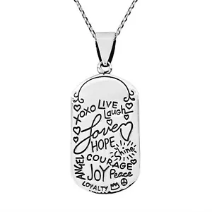 Collar de plata 0,925 frase inspiradora ""Live Laugh Love - Imagen 1 de 6