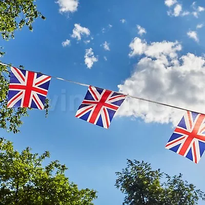 Union Jack Flags Coronation Bunting 10M/33Ft Banners Royal Decorations Jubilee - Image 1 of 4