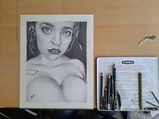 Original 11x14 Inch Charcoal Portrait Of Exotic Woman Done By Artist ARTuro
