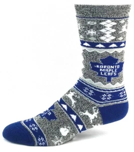 Toronto Maple Leafs Hockey Ugly Christmas Holiday Crew Socks - Picture 1 of 3