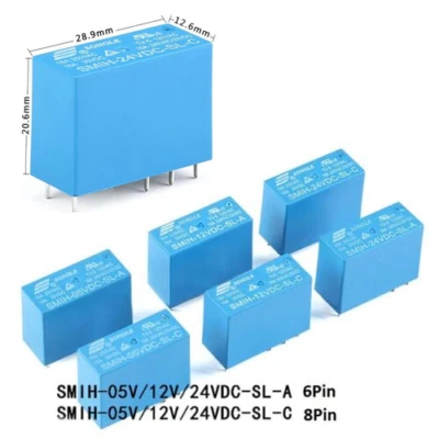 SMIH-05V 12V 24VDC-SL-A -SL-C 6-Pin 8-Pin 16A PCB Blue Mini Power Relay - Image 1 of 4