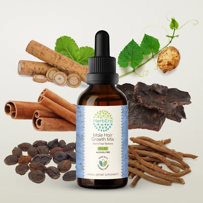 Mezcla de crecimiento del cabello masculino HerbEra tintura SIN ALCOHOL. Restaurador de cabello para hombre Foto 1 de 4