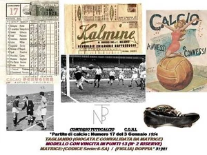 Calcio-Coni / TOTOCALCIO (Schedina) Perugina-1954 - Imagen 1 de 7