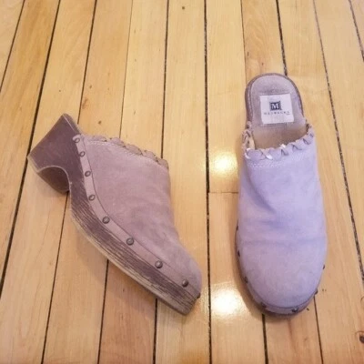 Zuecos Mules Boho Western vintage años 90 y2k Maurices cuero gamuza tostado punto de látigo Foto 1 de 4