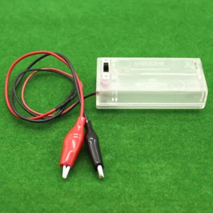 Custodia scatola portabatteria 2 slot AA racchiusa con interruttore on/off, clip alligatore - Foto 1 di 6