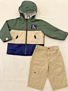 Vintage 70s Weather Tamer Blue Green Colorblock Hooded Windbreaker Outfit 12M - Picture 1 of 18