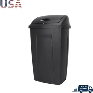Plastic Swing Top Trash Can 13 Gallon Indoor Garbage Bin Rectangle Wastebasket - Picture 1 of 8
