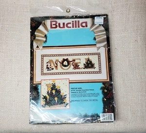 Bucilla 1991 Festive Noel Counted Cross Stitch Kit Wall Hanging Decor 20" x 8"  - Picture 1 of 4