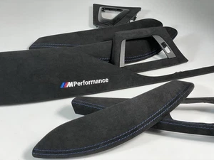 BMW F30 F31 F32 F36 F80 F82 ALCANTARA BLUE STITCHING interior trim set kit LHD - Picture 1 of 5