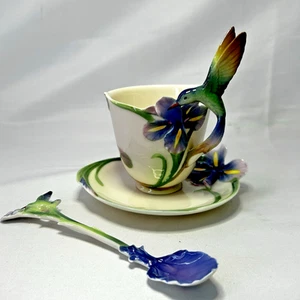 Franz Porcelain Hummingbird Iris Tea Cup, Saucer, Spoon FZ00129 - Bild 1 von 23