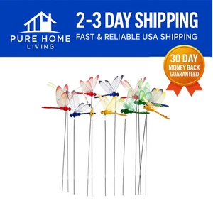 Charming Dragonfly Garden Ornaments - 24 Waterproof Decorations in 4 Colors - Picture 1 of 9