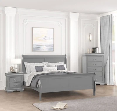 Gray Finish Twin Size 3pc Bed Set Transitional Style Bedroom Furniture - Image 1 of 4