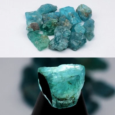 💎 Lote de 15 piezas 94,74 quilates áspero natural verde azul apatita - sin calefacción, gemas de Madagascar Foto 1 de 4