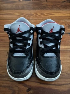 Nike Air Jordan 3 Retro Black Cement Grey 7C - Picture 1 of 5