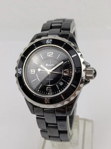Vtg UNTESTED NOS Women's Roots Canada Watch Metal Strap Band Black Ceramic - Picture 1 of 7