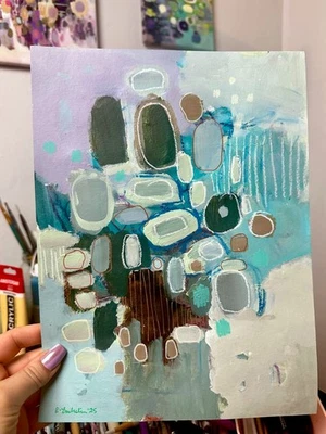 Pintura abstracta 9x12” original sobre papel arte Emilia Bachelier Foto 1 de 4