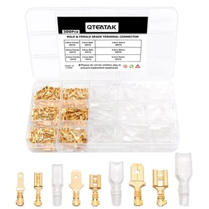 2.8,4.8,6.3mm Golden Quick Splice Male and Female Wire Spade Crimp Terminal C... - Picture 1 of 6
