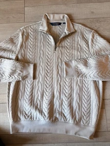 Raro Polo Golf Ralph Lauren Gris Claro 1/4 Cuarto Cremallera Suéter Cable Tejido rlx - Imagen 1 de 7