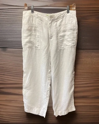 Pantalones Sigrid Olsen Blanco Lino Talla 6 Súper Suaves Ligeros Fluidos Playa Boho  Foto 1 de 4