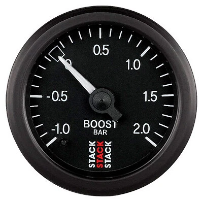 Stack Turbo Boost Pressure Mechanical Gauge -1.0 TO 2.0 BAR - Black - Image 1 of 1