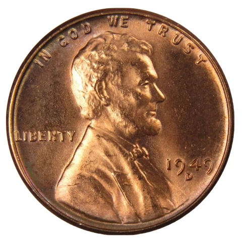 1949-D Gem Red BU OBW US Lincoln Wheat Cent | Best  Value On eBay | Free S&H Cover