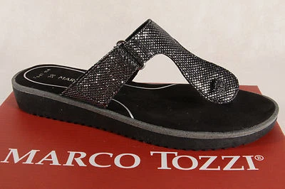 Marco Tozzi Toe-Post Sandal Slides Gray/Black New! - Image 1 of 4