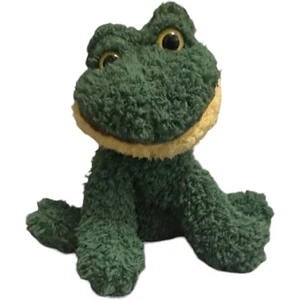 Applause Green & Yellow Frog Toad Stuffed Animal Plush Fuzzy Laying 7” Toy - Picture 1 of 8