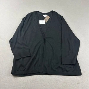 J Jill Sweater Women 2X Black Linen Blend V Neck Lightweight Cardigan NWT - Picture 1 of 10