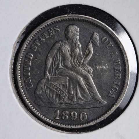 1890 Seated Liberty Silver Dime CHOICE AU E201 RGCM Cover