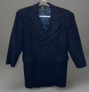 VTG Men’s Navy Cashmere Coat 40L Silver Trumpeter by Schaffer & Marx Old Money - Picture 1 of 7