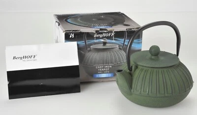 BergHOFF Cast Iron Teapot Dark Green NEW in Box .90 Quart - Image 1 of 4