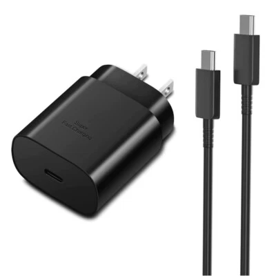 25W Wall Adapter & 5ft USB Cable Type C Fast Charger Set For Samsung Smartphones - Image 1 of 2