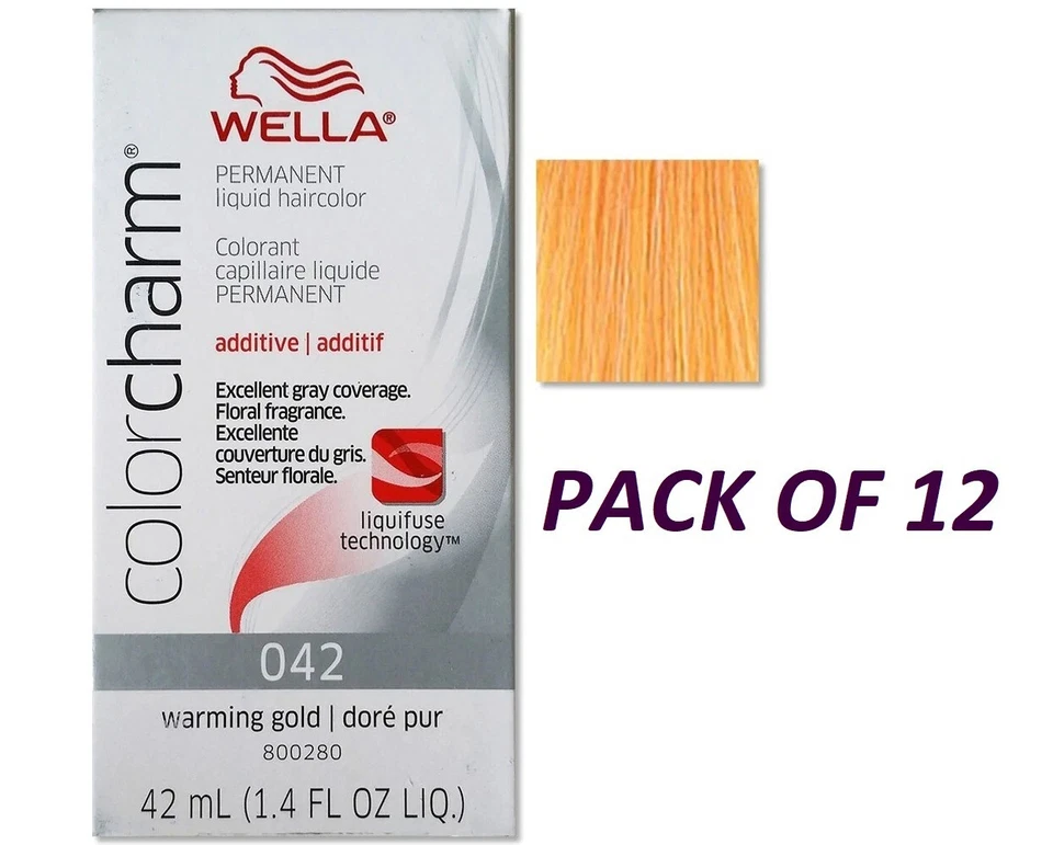 Wella Permanent Liquid Hair color #042 Warming Gold 1.4oz - PACK OF 12