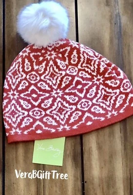Vera Bradley ROSEWOOD INTARSIA ACOGEDOR TEJIDO Pom Pom Gorro SOMBRERO NUEVO CON ETIQUETAS SELLADO Rojo REGALO Foto 1 de 2