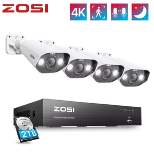 ZOSI 4K Außen POE Überwachungskamera Set 8CH 2TB NVR 4x8MP IP Kamera Ton WIE NEU - Bild 1 von 16