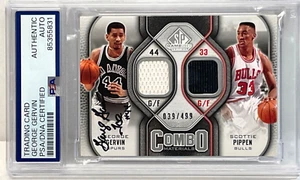 PSA/DNA 2009 UD SP GU CAMISETA FIRMADA POR GEORGE GERVIN "ICE 44" SPURS SCOTTIE PIPPEN - Imagen 1 de 2