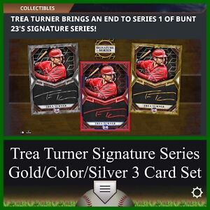 TREA TURNER-SIGNATURE SERIES-TEAM COLOR/SILVER 2 CARDS-TOPPS BUNT DIGITAL