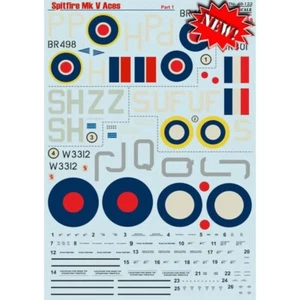 Malta Spitfire MkV Aces Part 1 Decals 1:48 Print Scale 48-122 for Aircraft model - Picture 1 of 2