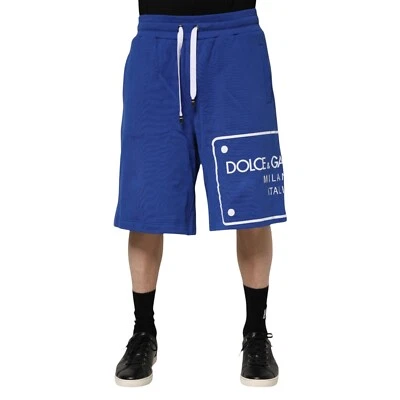 DOLCE & GABBANA Pantalones Cortos Azul Logo Algodón Bermudas Sudaderas IT48/W34/M 830usd Foto 1 de 4