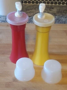 Vintage Tupperware Ketchup And Mustard Pump Bottles - Brand New - - Picture 1 of 9