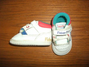 Fisher Price Sneakers sz 2 white shoes w/ elephant embroidery lace up leather - Picture 1 of 7