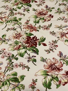 Waverly TABLECLOTH Floral Rectangle Pink Green Cotton Hibiscus Tropical 58x116 - Picture 1 of 9