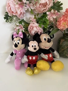 Mickey And Minnie Mouse 11" Disney Plush Lot Of 3 Ty Sparkle 8" Collectibles EUC - Picture 1 of 16