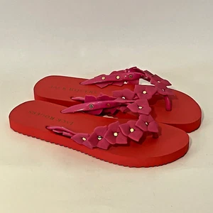 Jack Rogers Womens Rubber Thong Beach Flip Flops Floral Stud Dk Pink Red LG 7-8 - Picture 1 of 5