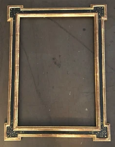 ANGOLI CHIAVE GRAFFITO 14" X 20" DORATI IN ORO 22K CON PANNELLI NERI - Foto 1 di 6